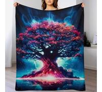 PAZZK Arbre de Vie Cosmique Plaid Couverture Polaire, Couverture en Flannel Épaisse Douce Et Confortable pour Lit Moelleux Et Chaud pour Canapé Ou Lit（100×130cm）