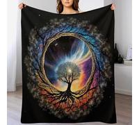 PAZZK Arbre de Vie du Monde Couverture Polaire en Flanelle Flannel Ultra Douce，Couverture Lit en Peut Être Utilisée comme Draps De Lit, Couverture Bébé, Housse De Canapé（130×150cm）