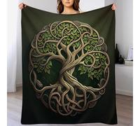 PAZZK Arbre de Vie du Monde Plaid Canape Couverture Polaire Flannel Tapis Douillet Couverture De Luxe À Chaud À Jet Polaire Lavable À La Machine Facile À Manipuler(130×150cm)