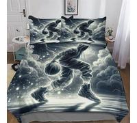 PAZZK Basket-Ball Motif Parure De Lit 3 Pièces avec Fermeture Eclair avec Taie d'oreiller 3D Douce Microfibre Coton Housse De Couette pour Enfants Adultes King (220x240cm)