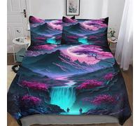 PAZZK Cerisier Japon Art 3D Imprimé Parure De Lit avec Housse De Couette Et Taies d'oreiller, 3 Pièces Ensemble Ultra Doux Microfibre Hypoallergénique King (220x240cm)