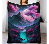 PAZZK Cerisier Japon Art Couverture Confortable, Chaude, Douce, Confortable, Facile d'entretien, Lavable en Machine, Motif pour Voyager, Lit Ou Canapé （140×180cm）