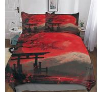 PAZZK Cerisier Japon Art Parure De Lit - Microfibre 2 Pièces - - Housse De Couette Douce Fermeture Éclair - Linge De Lits avec Taies d'oreiller pour Enfants Adultes Single (135x200cm)