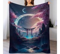 PAZZK Cerisier Japon Art Plaid Couverture Polaire, Couverture en Flannel Épaisse Douce Et Confortable pour Lit Moelleux Et Chaud pour Canapé Ou Lit(130×180cm)