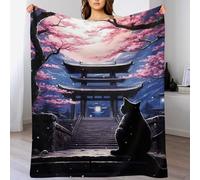 PAZZK Cerisier Japon Art Plaid Couverture Polaire, Couverture en Peluche en Toute Saison Légère Chaude Super Douce Moelleuse pour Lit Et Canapé-lit（150×200cm）