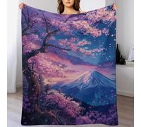 PAZZK Cerisier Japon Art Plaid Couverture Polaire, Couverture Polaire Haute Qualité en Flanneladaptée Aux Canapés Et Aux Lits - Chaud, Épais, Durable, Facile À Entretenir（130×150cm）