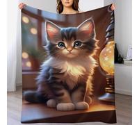PAZZK Chat Couverture Polaire,Plaid Couverture en Flannel Moelleuse,Couverture en Lit Épaisse Douce Et Confortable,Jeté De Canapé Résistantes/Anti-décoloration（100×130cm）