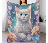 PAZZK Chat Mignon Couverture Confortable, Chaude, Douce, Confortable, Facile d'entretien, Lavable en Machine, Motif pour Voyager, Lit Ou Canapé(180×200cm)