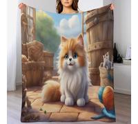 PAZZK Chat Mignon Plaid Couverture Polaire, Couverture en Flannel Épaisse Douce Et Confortable pour Lit Moelleux Et Chaud pour Canapé Ou Lit（130×150cm）