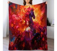 PAZZK Cheval Animal Plaid Couverture Polaire, Couverture Polaire Haute Qualité en Flanneladaptée Aux Canapés Et Aux Lits - Chaud, Épais, Durable, Facile À Entretenir（180×200cm）