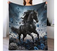 PAZZK Cheval Plaid Couverture Polaire, Couverture en Flanelle Flannel Imprimée, Couverture Confortable Douce pour Lit, Sofa Et Canapé-Lit（100×130cm）