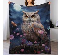 PAZZK Chouette des Animaux Plaid Couverture Quatre Saison Couverture De Lit Flannel Douce Et Chaude Jeté De Canapé Rides Résistantes/Anti-décoloration（180×200cm）