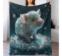 PAZZK Cochon Mignon Couverture Polaire,Plaid Couverture en Flannel Moelleuse,Couverture en Lit Épaisse Douce Et Confortable,Jeté De Canapé Résistantes/Anti-décoloration（100×130cm）