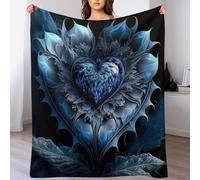 PAZZK Couverture 3D Coeur Bleu, Couverture Epaisse, Couverture Chaude Et Confortable, Couverture Super Douce Et Moelleuse, Couverture Flannel, Lavable À La Machine Facile À Manipuler,（130×180cm）