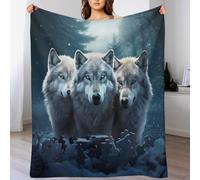 PAZZK Couverture avec Motif Loup, Impression Numérique 3D, Couverture en Flannel, Couverture De Canapé pour Enfants, Garçons Et Adultes（140×180cm）