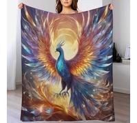 PAZZK Couverture avec Motif Phénix, Impression Numérique 3D, Couverture en Flannel, Couverture De Canapé pour Enfants, Garçons Et Adultes（130×180cm）