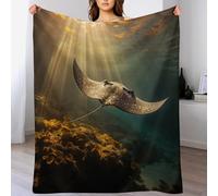 PAZZK Couverture Canapé Raie Manta, Flannel Couverture Super Douce Et Moelleuse, Couverture Chaude De Décoratifs pour Home Office Voyage（130×180cm）