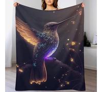 PAZZK Couverture Chaude en Flannel Molleton De Flanelle Motif Colibri, Couverture en Toute Saison pour Lit（130×150cm）