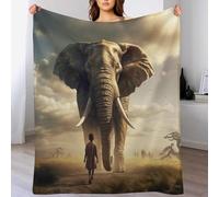 PAZZK Couverture éléphant, Flannel Douce Et Chaude, Imprimée, Idéale Idée De Cadeau, Entretien Facile À La Machine, pour Voyager, Lit Ou Canapé（180×200cm）