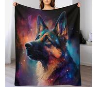 PAZZK Couverture en Berger Allemand 3D Impression Chaudes Moelleuse Couverture en Polaire Flannel Légères Couvertures Toutes Saisons pour Voyager, Lit Ou Canapé（130×150cm）
