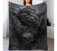 PAZZK Couverture en Corbeau 3D Impression Chaudes Moelleuse Couverture en Polaire Flannel Légères Couvertures Toutes Saisons pour Voyager, Lit Ou Canapé（150×200cm）