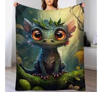 PAZZK Couverture en Dragon Mignon 3D Impression Chaudes Moelleuse Couverture en Polaire Flannel Légères Couvertures Toutes Saisons pour Voyager, Lit Ou Canapé(180×200cm)