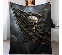 PAZZK Couverture Épaisse Douce Et Chaude Confortable en Flanelle Polaire Couverture De Canapé Couverture pour Crâne de Pirate Lavable À La Machine Facile À Manipuler（100×130cm）