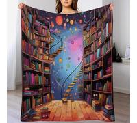 PAZZK Couverture Étagère à Livres Imprimée Couverture pour Enfants Adulte Couverture Solide en Flannel Douce Et Chaude pour Lit Canapé Et Travel, Lavable en Machine（130×150cm）
