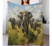 PAZZK Couverture Imprimée Éléphants - Couverture Douce en Flannel - Couverture Polaire Confortable Convient À Toutes Les Saisons pour Voyager, Lit Ou Canapé（140×180cm）