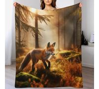 PAZZK Couverture Imprimée Renard - Couverture Douce en Flannel - Couverture Polaire Confortable Convient À Toutes Les Saisons pour Voyager, Lit Ou Canapé（180×200cm）