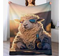 PAZZK Couverture Luxe Motif Alpaga Impression 3D Couverture Légère en Polaire De Flannel Linge De Lit Couvre-lit Couverture De Canapé（140×180cm）