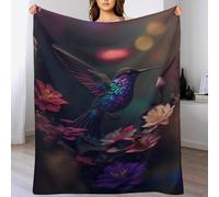 PAZZK Couverture Luxe Motif Colibri Impression 3D Couverture Légère en Polaire De Flannel Linge De Lit Couvre-lit Couverture De Canapé(100×130cm)