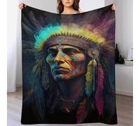 PAZZK Couverture Luxe Motif Indiens Impression 3D Couverture Légère en Polaire De Flannel Linge De Lit Couvre-lit Couverture De Canapé （130×150cm）