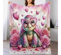 PAZZK Couverture Luxe Motif Tortue Mignonne Impression 3D Couverture Légère en Polaire De Flannel Linge De Lit Couvre-lit Couverture De Canapé(130×180cm)