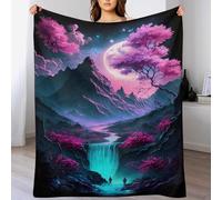 PAZZK Couverture Moelleuse avec Motif De Cerisier Japon Art - - Couverture Polaire Douce Flannel - Couverture De Canapé Chaude - Convient À Toutes Les Saisons （180×200cm）