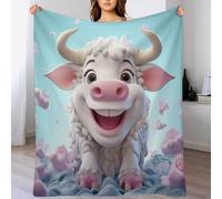PAZZK Couverture Moelleuse Vache Mignonne Couverture Canapé Chaude Couverture Salon Douce FlannelPolaire, pour Canapé Ou Lit Convient À Toutes Les Saisons（130×150cm）