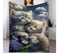 PAZZK Couverture Motif Chat Impression 3D Couverture Légère en Polaire De Flannel Linge De Lit Couvre-lit Couverture De Canapé（150×200cm）