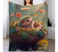 PAZZK Couverture Motif hérisson Impression 3D Couverture Légère en Polaire De Flannel Linge De Lit Couvre-lit Couverture De Canapé（140×180cm）