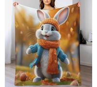 PAZZK Couverture Motif Lapin Mignon Impression 3D Couverture Légère en Polaire De Flannel Linge De Lit Couvre-lit Couverture De Canapé（130×180cm）