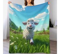 PAZZK Couverture Motif Mouton Mignon Impression 3D Couverture Légère en Polaire De Flannel Linge De Lit Couvre-lit Couverture De Canapé（130×180cm）