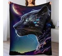 PAZZK Couverture Motif panthère Noire Impression 3D Couverture Légère en Polaire De Flannel Linge De Lit Couvre-lit Couverture De Canapé（130×180cm）