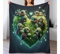PAZZK Couverture Motif Tortue Mignonne Impression 3D Couverture Légère en Polaire De Flannel Linge De Lit Couvre-lit Couverture De Canapé（180×200cm）