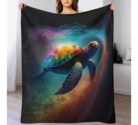 PAZZK Couverture Motif Tortue Mignonne Impression 3D Couverture Légère en Polaire De Flannel Linge De Lit Couvre-lit Couverture De Canapé（130×180cm）