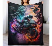 PAZZK Couverture Moto, Couverture Polaire en Polaire pour Adultes Et Enfants, 100% Flannel, Couverture Super Douce Et Moelleuse, pour Canapé-lit Et Sofa（100×130cm）