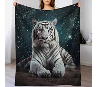 PAZZK Couverture Plaid Chaude Confortable en Flannel Molleton De Flanelle Motif Tigre, Couverture en Toute Saison pour Lit（100×130cm）