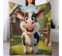 PAZZK Couverture Plaid Chaude Confortable en Flannel Molleton De Flanelle Motif Vache, Couverture en Toute Saison pour Lit （100×130cm）