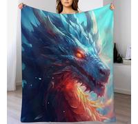 PAZZK Couverture Plaid Couverture Chaude Confortable en Flannel Molleton De Flanelle Motif Dragon, Couverture en Toute Saison pour Lit（130×150cm）