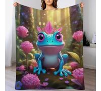 PAZZK Couverture Plaid Couverture Chaude Confortable en Flannel Molleton De Flanelle Motif Grenouille, Couverture en Toute Saison pour Lit（130×150cm）