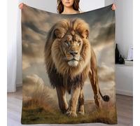 PAZZK Couverture Plaid Couverture Chaude Confortable en Flannel Molleton De Flanelle Motif Lion Animalier, Couverture en Toute Saison pour Lit（100×130cm）