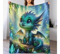 PAZZK Couverture Plaid Dragon Mignon, Très Doux, Douillette, Moelleux, Chaud, Couverture Polaire en Flannel pour Canapé, Chambre, Voyage,(100×130cm)